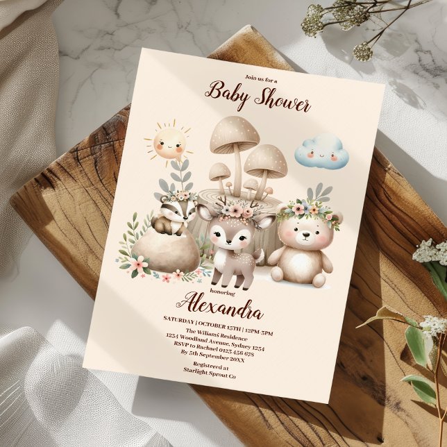 Invitation Baby shower Boy Baby Boho Woodland (Créateur téléchargé)
