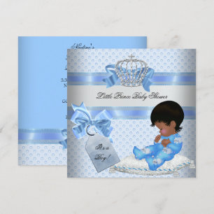 Invitation Baby shower Boy Blue Little Prince Bunnies