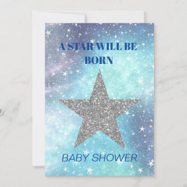 Invitation Baby shower Boy Blue Modern Star Est Né
