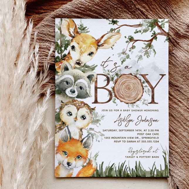 Invitation Baby shower Boy Boy Woodland (Créateur téléchargé)