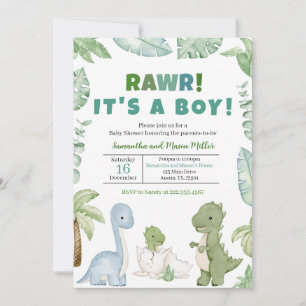 Invitation Baby shower Boy Dinosaur