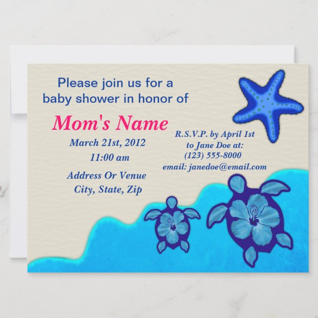 Invitation Baby shower Boy Honu (Devant)