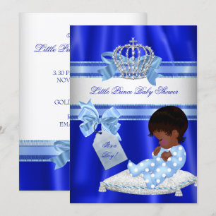 Invitation Baby shower Boy Royal Blue Little Prince Ethnic