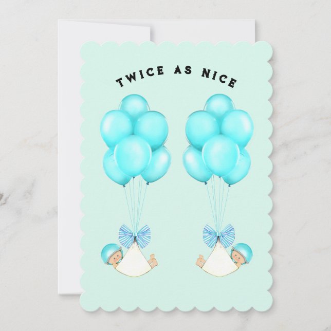 Invitation Baby shower Boy Twins (Devant)