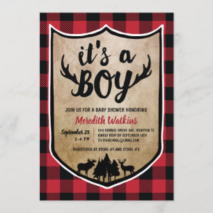 Invitation Baby shower Boys Lumberjack