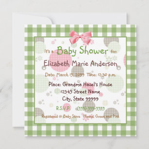 Invitation Baby shower branché pour les En vichy et les Pois