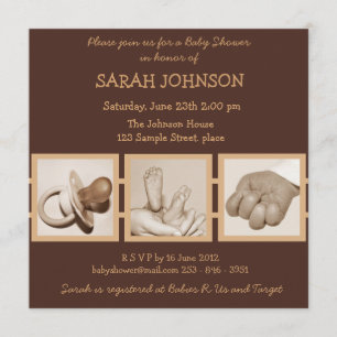 Invitation Baby shower Brown
