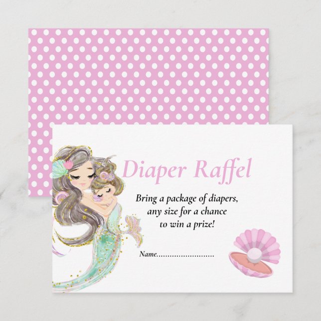 Invitation Baby shower Brown Raffel de sirène sous la mer (Devant / Derrière)