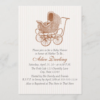 Invitation Baby shower Brown vintage de transport pour bébés