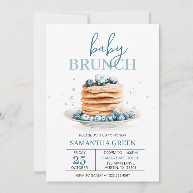 Invitation Baby shower Brunch Bébé Blueberry (Devant)