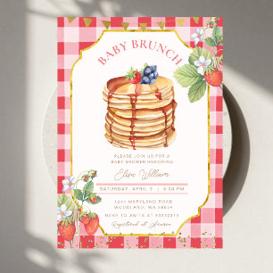Invitation Baby Shower Brunch Crêpes aux fraises