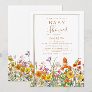 Invitation Baby shower Budget Colorful Pays Fleurs sauvages