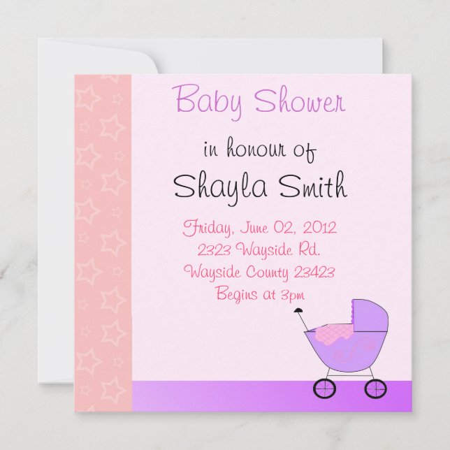 Invitation Baby shower Buggy Baby (Devant)