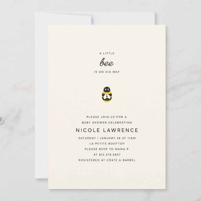 Invitation Baby shower Bumblebee (Devant)