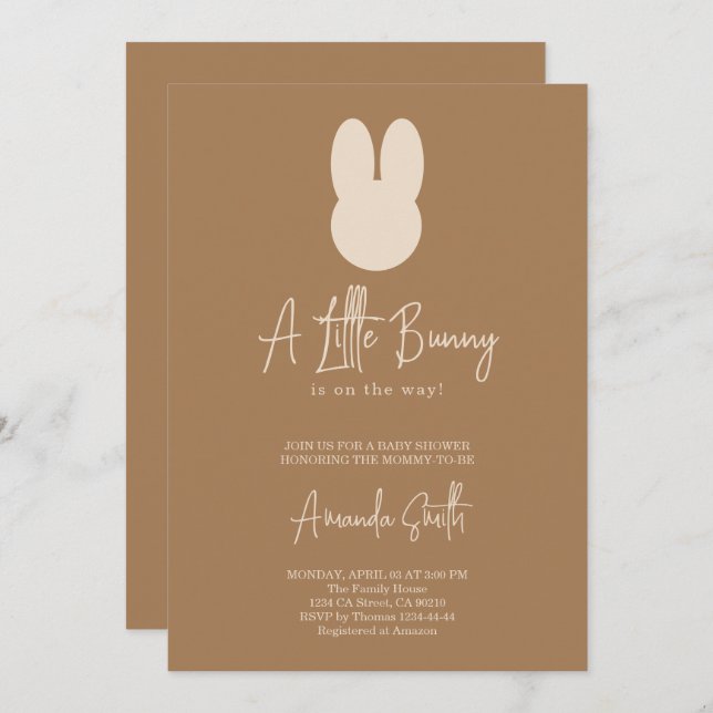 Invitation Baby shower Bunny (Devant / Derrière)