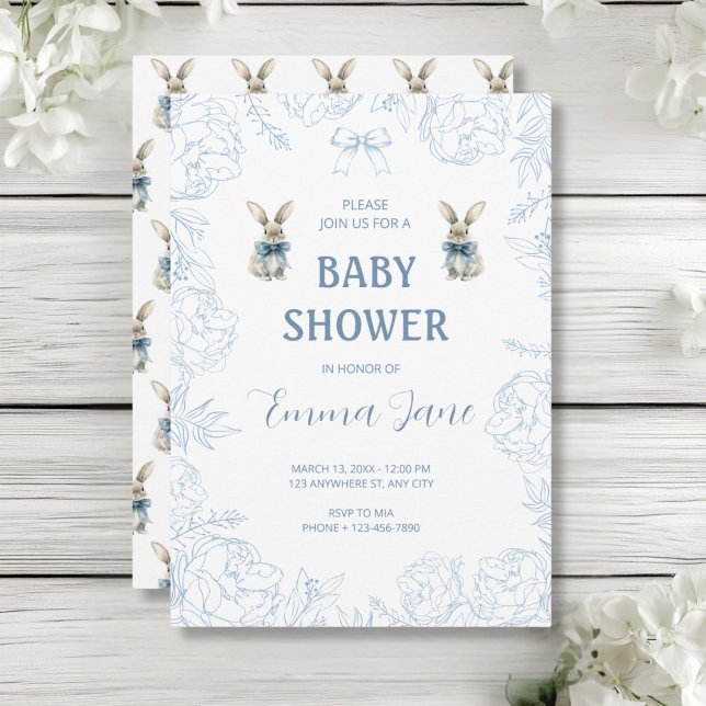 Invitation Baby shower Bunny bleu (Créateur téléchargé)