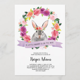 Invitation Baby shower Bunny de printemps floral