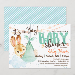 Invitation Baby shower Bunny garçon
