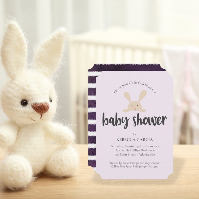 Invitation Baby shower Bunny Genre Neutre Violet Violet (Créateur téléchargé)
