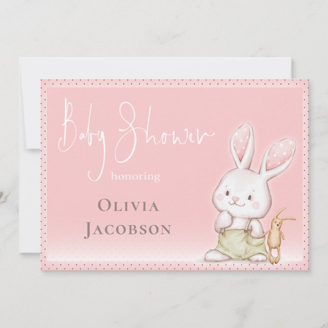 Invitation Baby shower Bunny mignon (Devant)