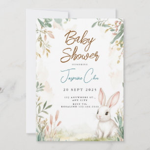 Invitation Baby shower Bunny Woodland