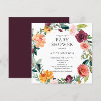 Baby shower Burgundy Blush Rose Floral Wreath