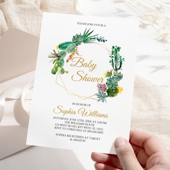 Invitation Baby shower cactus et fleurs (Créateur téléchargé)
