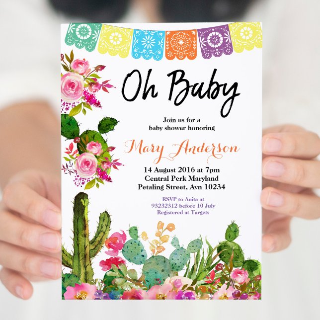 Invitation Baby shower Cactus Fiesta (Créateur téléchargé)