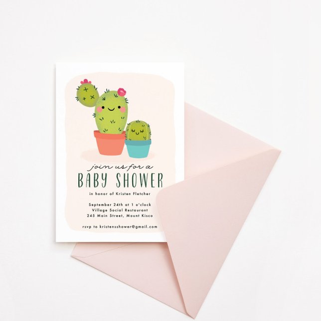 Invitation Baby shower Cactus mignon (Créateur téléchargé)