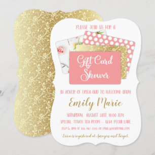 Invitation Baby shower-cadeau Girl Pink and Gold