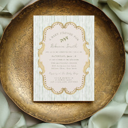 Invitation Baby Shower Cadre Vert Prépa Grandmillennial