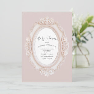 Invitation Baby-Shower Cadre Vintage Rose