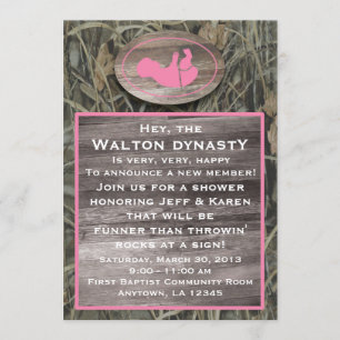 Invitation Baby shower Camo Rose