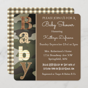 Invitation Baby shower Camouflage