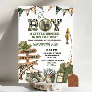 Invitation Baby Shower Camouflage Chasse et Pêche