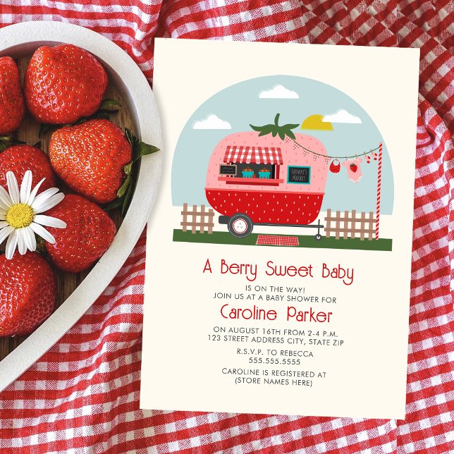 Invitation Baby shower Camper Berry Sweet Strawberry Market (Créateur téléchargé)