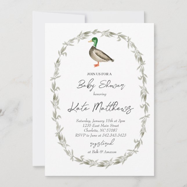 Invitation baby shower canard (Devant)