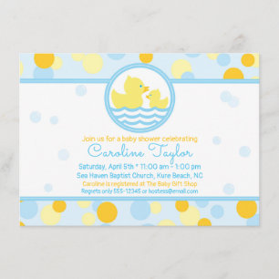 Invitation Baby shower canard bleu et jaune