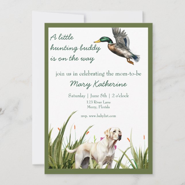 Invitation Baby shower Canard et Labrador (Devant)