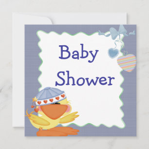 Invitation Baby Shower Canard Mignon Et Cœurs D'Amour