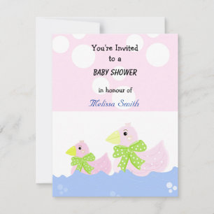 Invitation Baby Shower Canard Rose