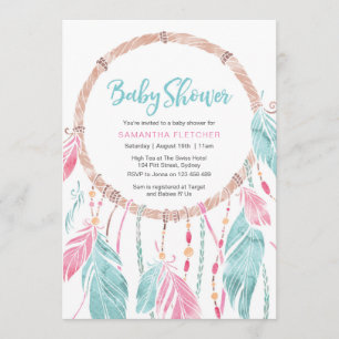invitation baby shower   Capteur de rêve aquarelle