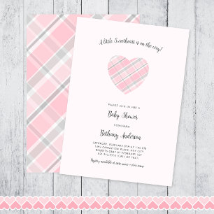 Invitation Baby shower cardiaque rose