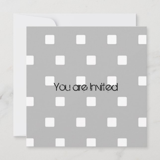 Invitation Baby shower Carré gris et blanc (Devant)