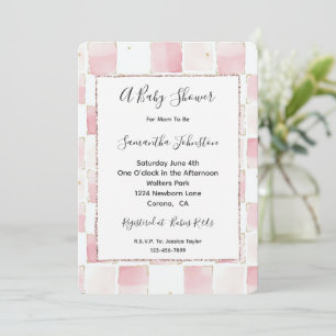 Invitation Baby shower Carré rose chic