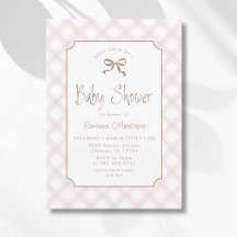 Baby Shower Carré Vichy Diamant à Fleurs Roses Vin