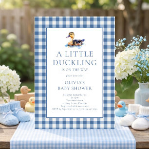 Invitation Baby Shower Carreau Bleu Canard