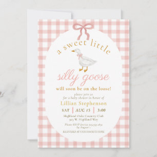 Invitation Baby Shower Carreau Rose Foncé avec Nœud Papillon 