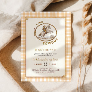 Invitation Baby shower carreaux Gingham Cowboy de l'Ouest
