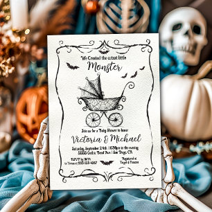 Invitation Baby Shower Carrosse Halloween Gothique